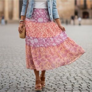 Axcess Pink and Orange A-Line Skirt